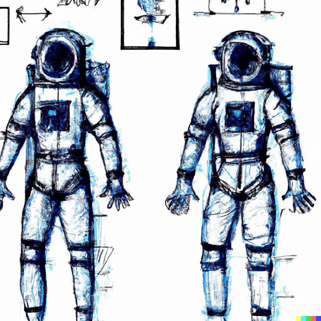 an astronaut, drawing, schematic